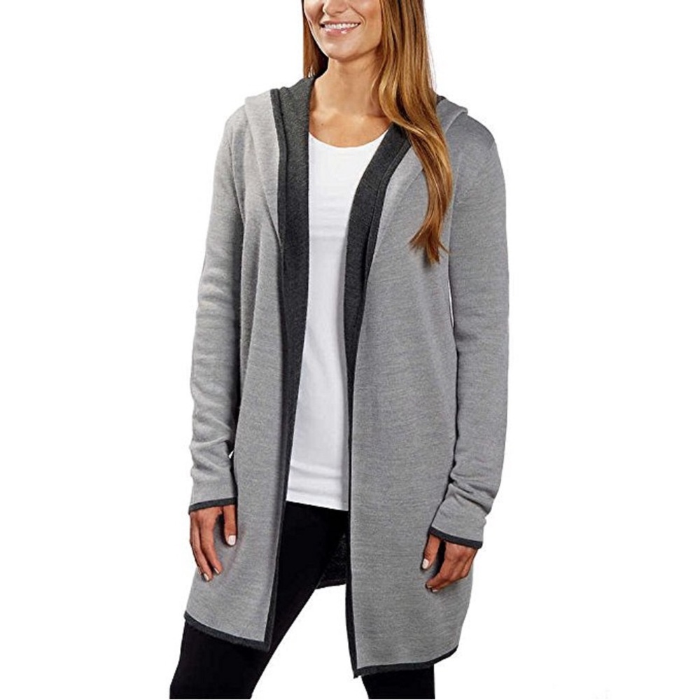 Blanc Noir BNCI grey bicolor wool blend longline cardigan size S